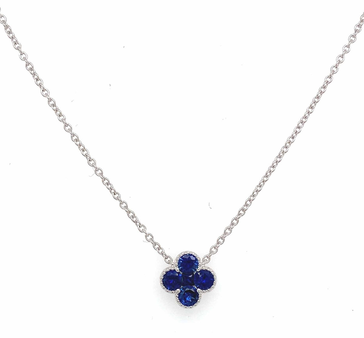 アクセサリー sapphire pendant 0.52ct tw Royal Blue Sapphire Clover Flower Shape Pendant Necklace
