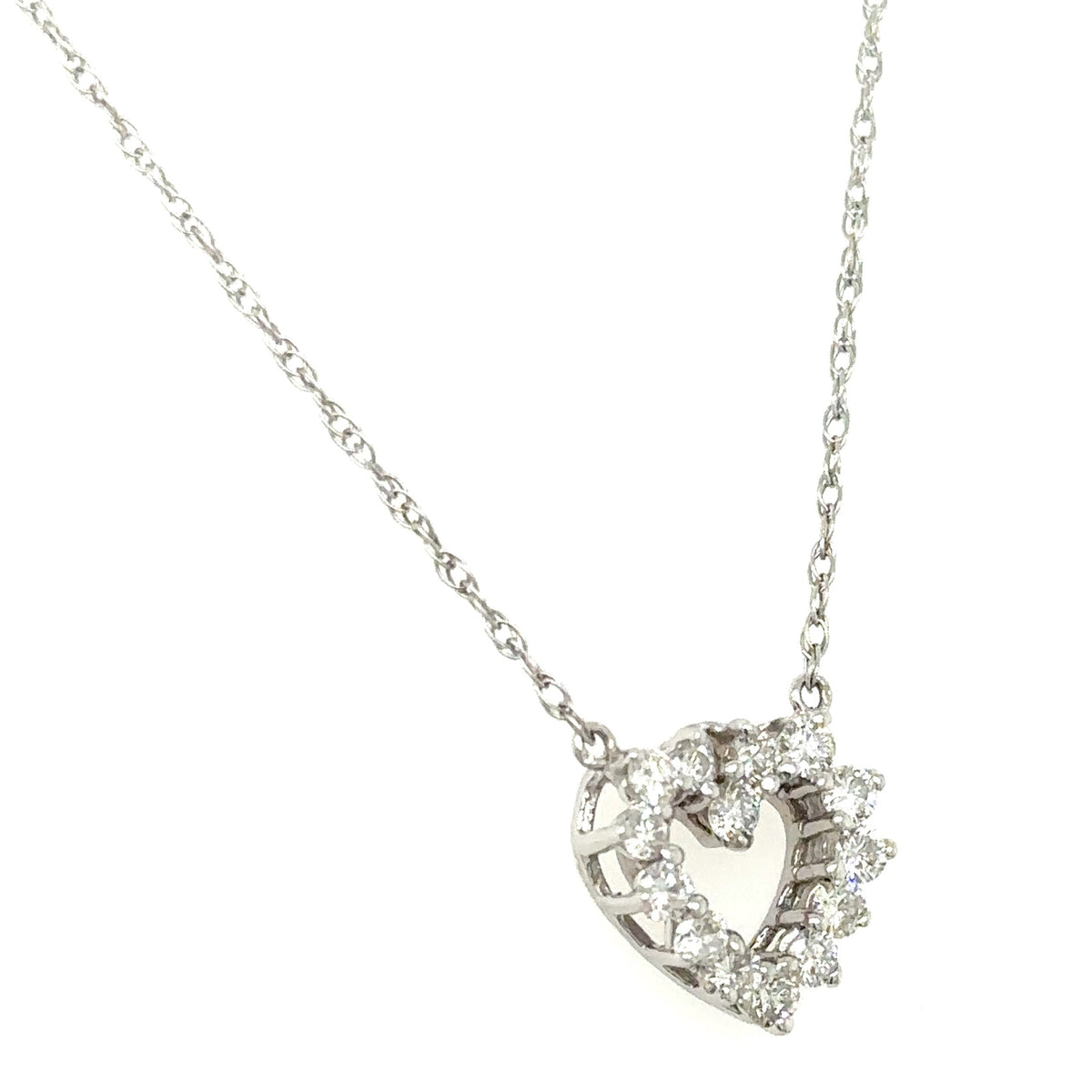 0.40ct tw Diamond Open Heart Pendant Necklace HANIKEN JEWELERS NEWYORK