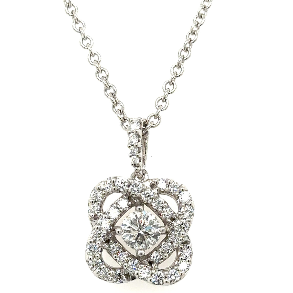 2.00ct tw Flower Shape Diamond Pendant Necklace HANIKEN JEWELERS NEWYORK