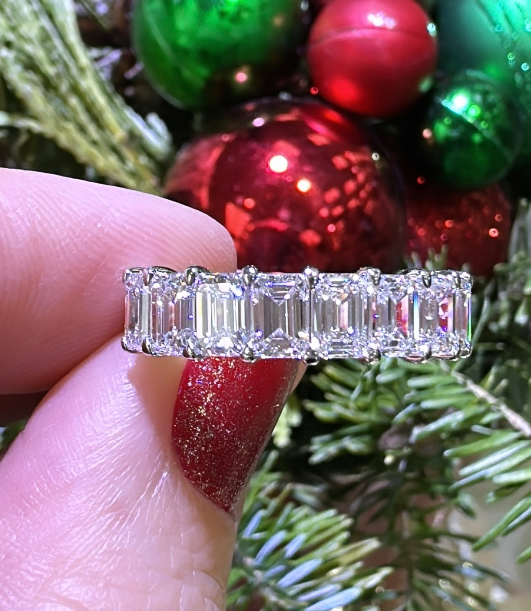 EmeraldCut Lab Diamond Halfway Eternity Ring 3.01ct tw HANIKEN