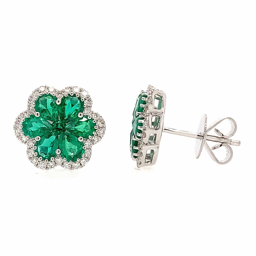 Ladies Green 1.88ct tw Emerald and Diamond Earrings
