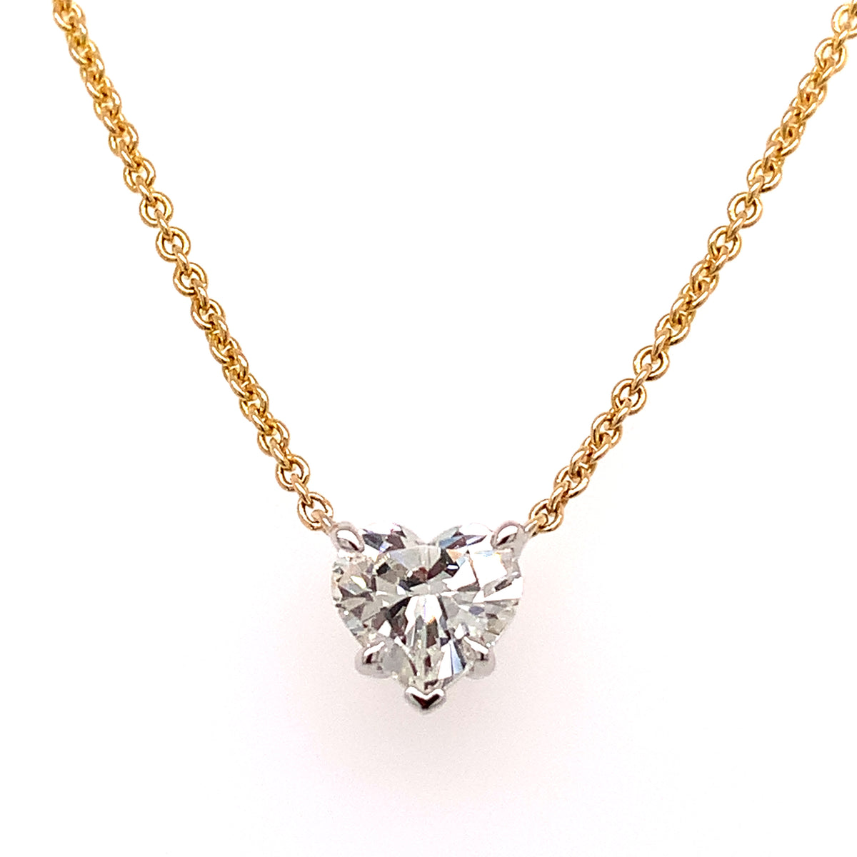 1.00CT GIA Diamond Heart Solitaire Pendant Necklace HANIKEN JEWELERS