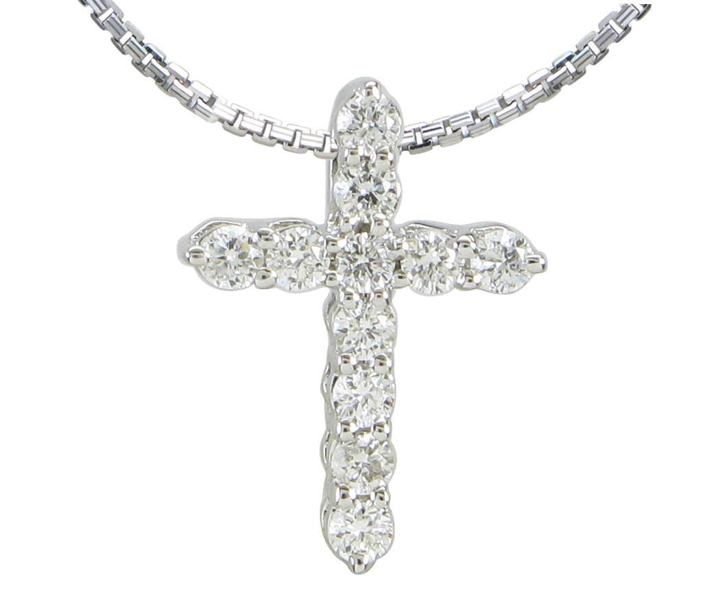 Diamond Cross Pendant Chain Necklace 0.13cts HANIKEN JEWELERS NEWYORK