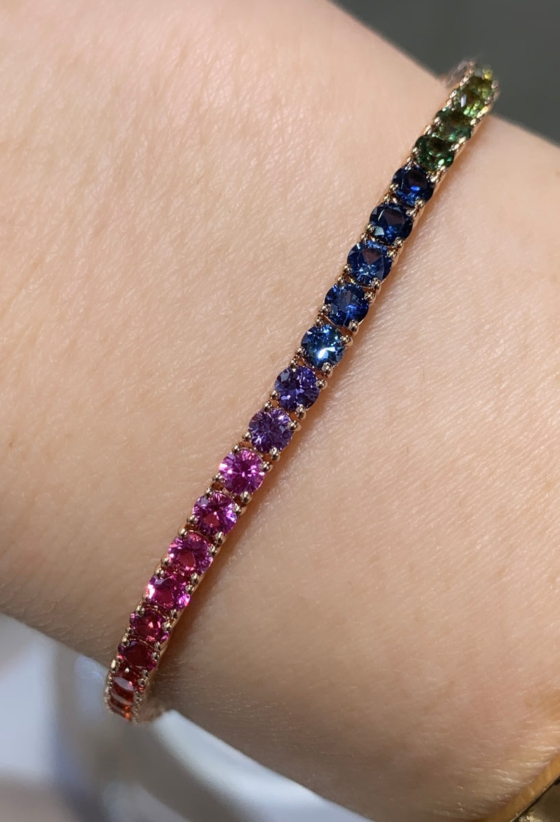 tw Rainbow Sapphire Gem Stone Tennis Bracelet – HANIKEN