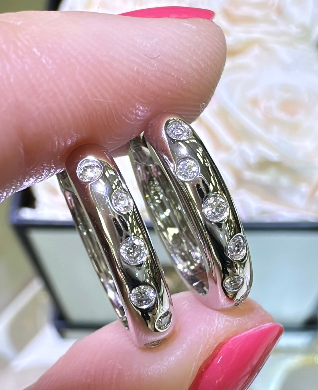 0.17ct tw Diamond Oval Shape white Gold Earrings