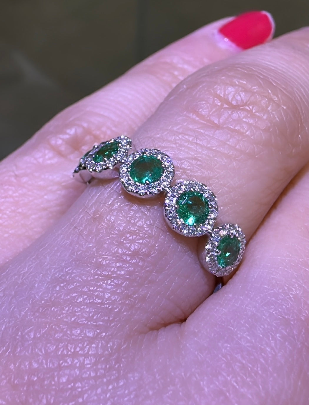 Ladies Five Stone Emerald & Diamond Ring