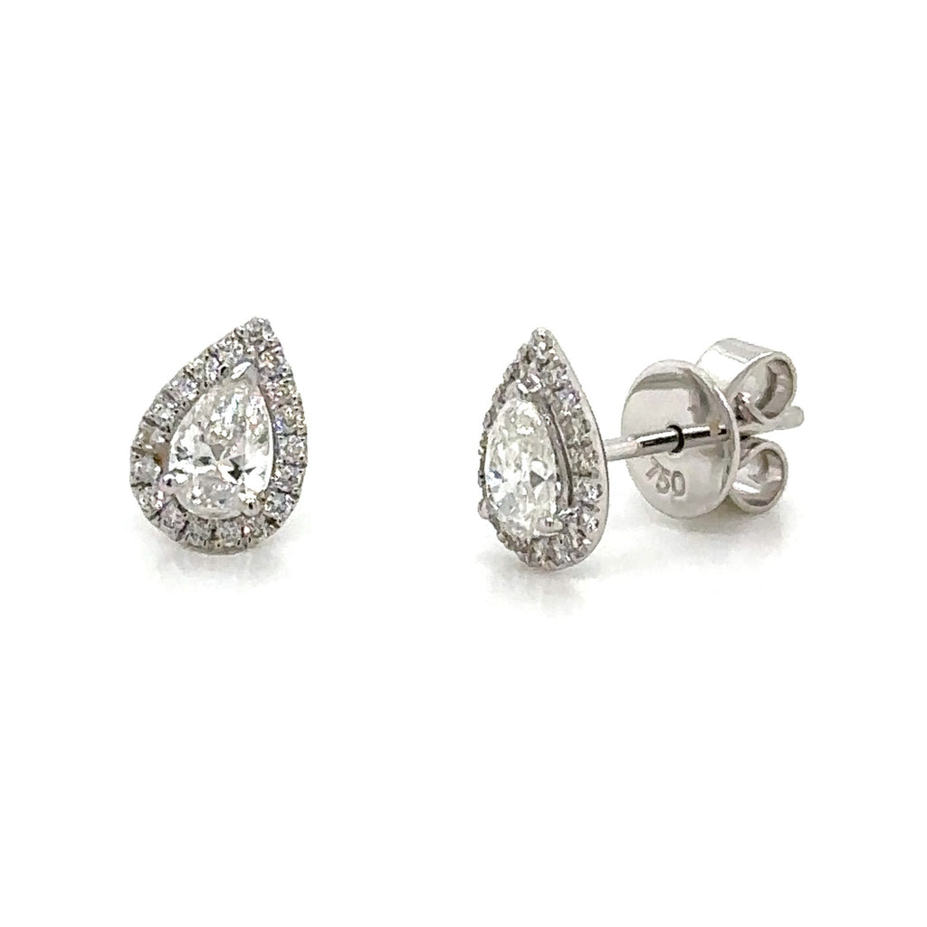 Diamond 0.52ct tw Fancy Pear Shape Center Stud Earrings with Halo