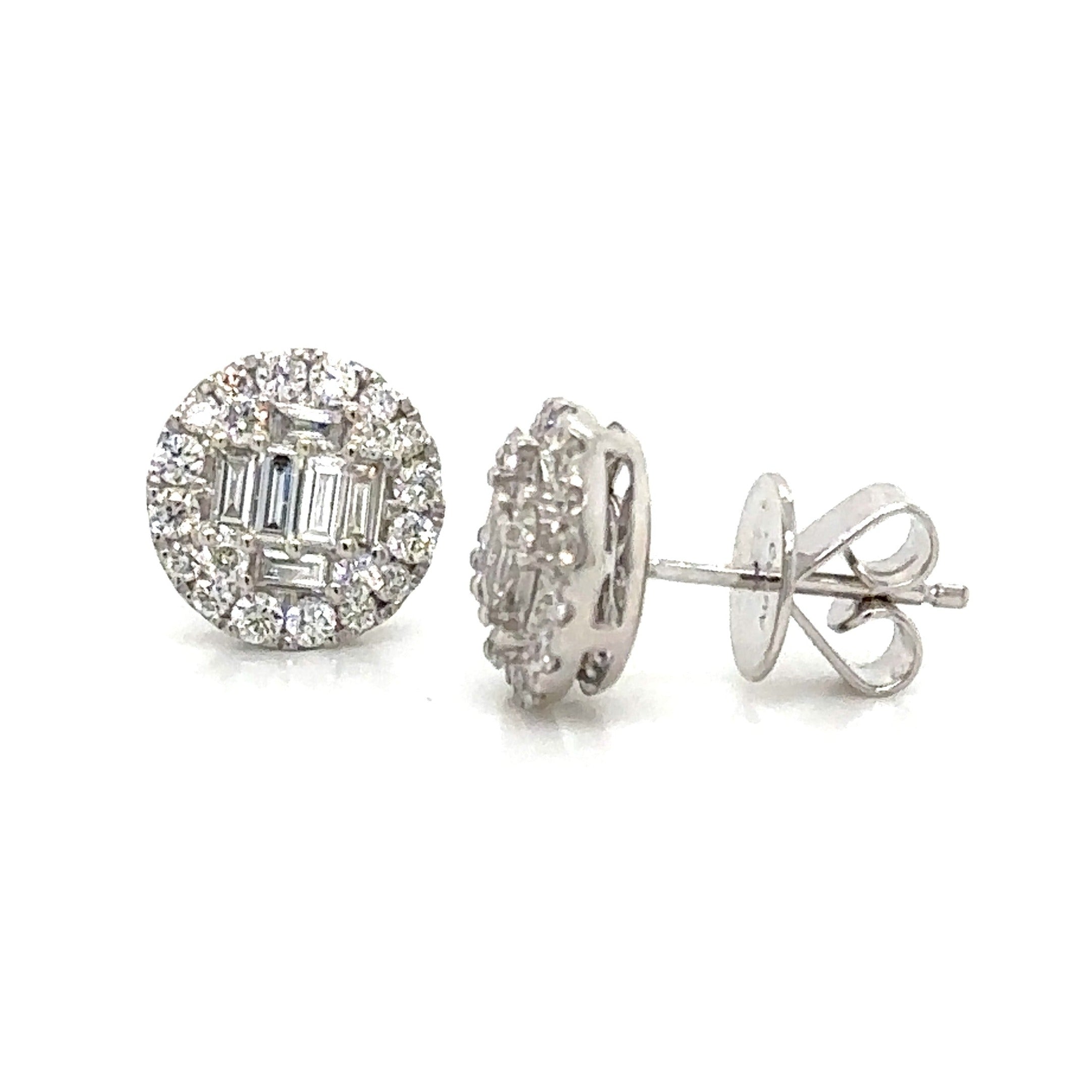 Diamond Cluster Invisible -set Stud Earrings 0.83ct tw