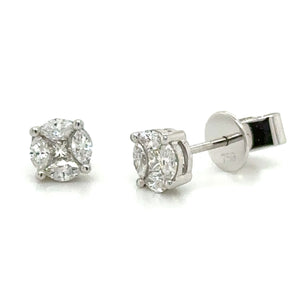 Invisible set Diamond Stud Earrings 0.45ct tw