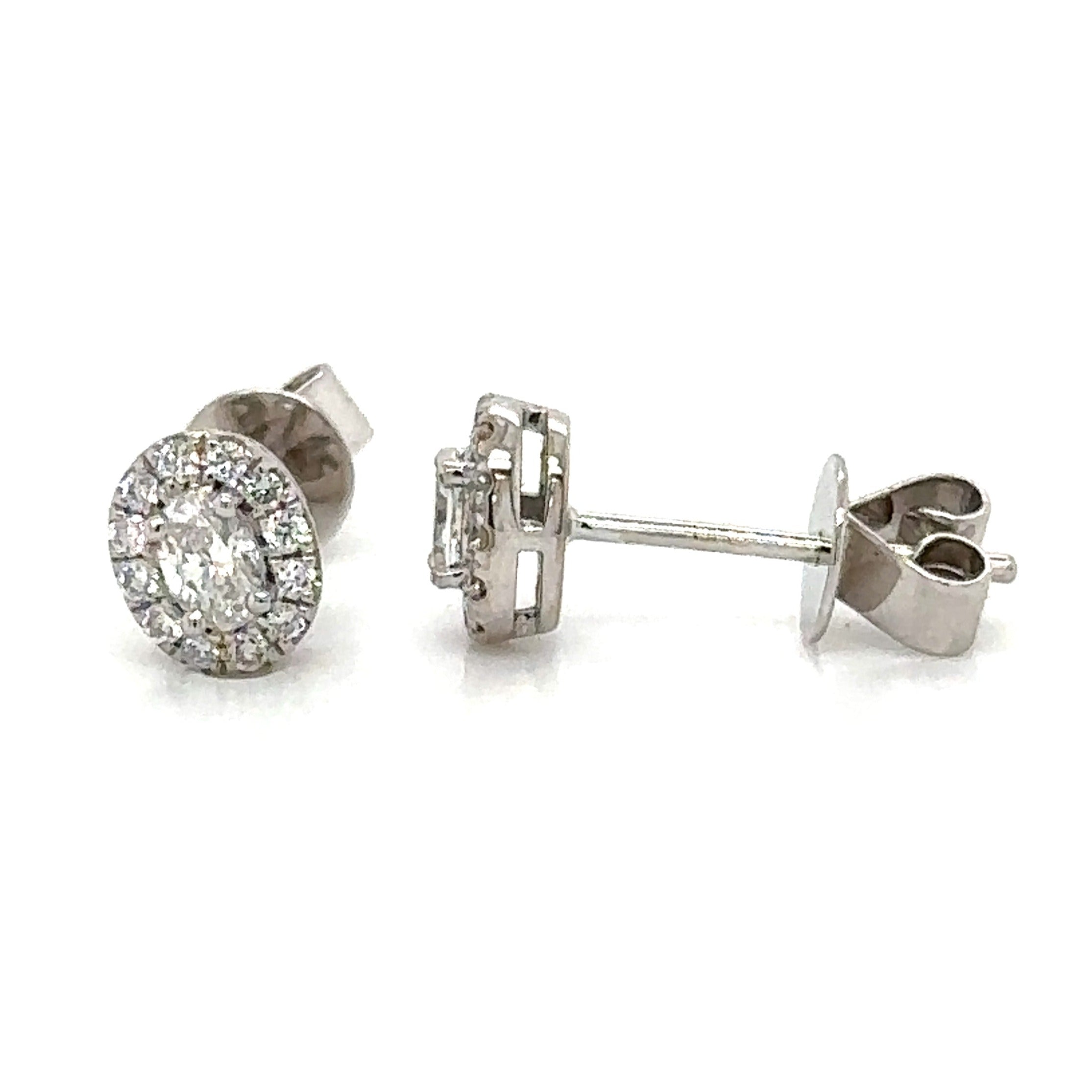Diamond 0.33ctw Oval Center Stud Earrings with Halo