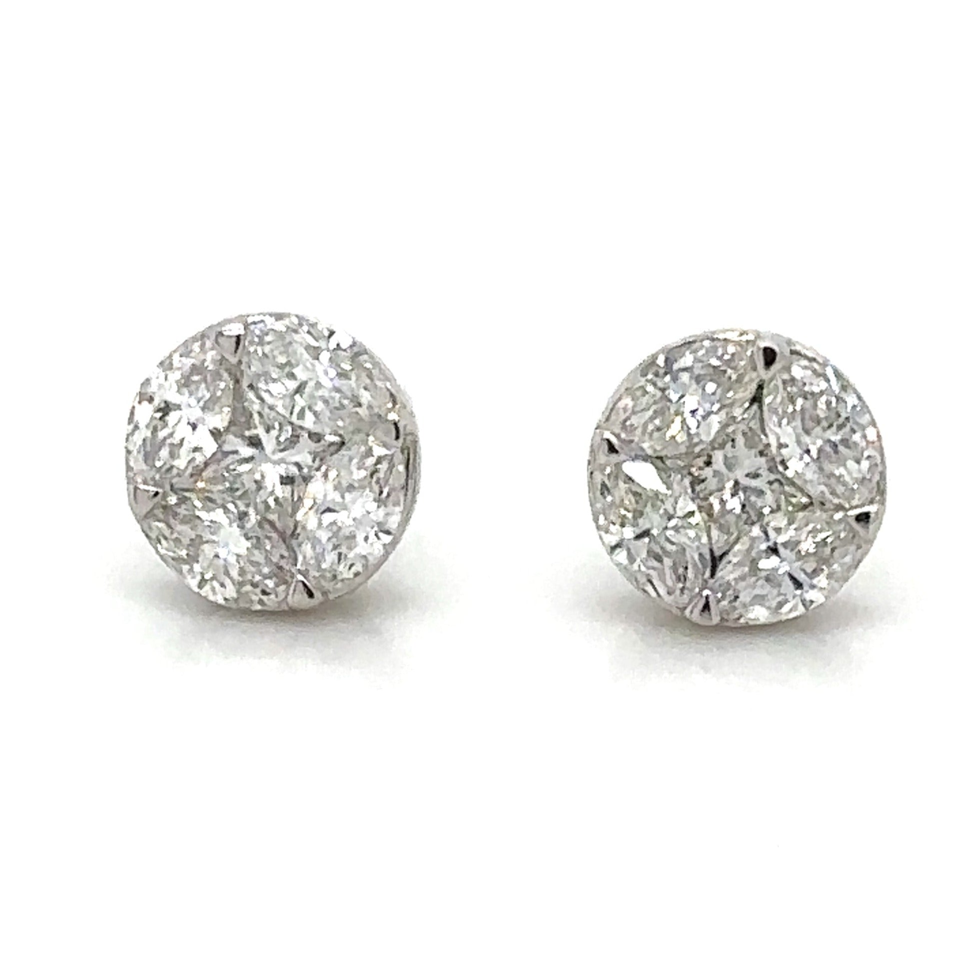 Invisible set Diamond Stud Earrings 0.72ct tw