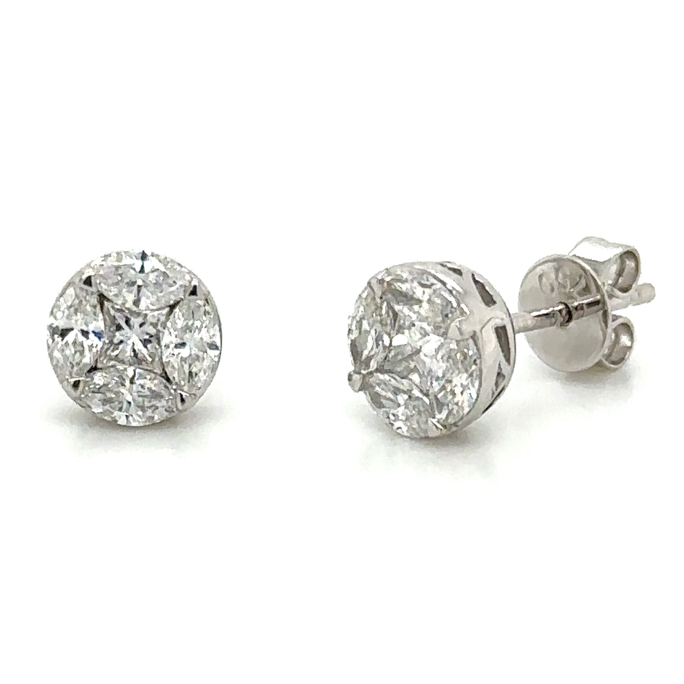 Invisible set Diamond Stud Earrings 0.72ct tw