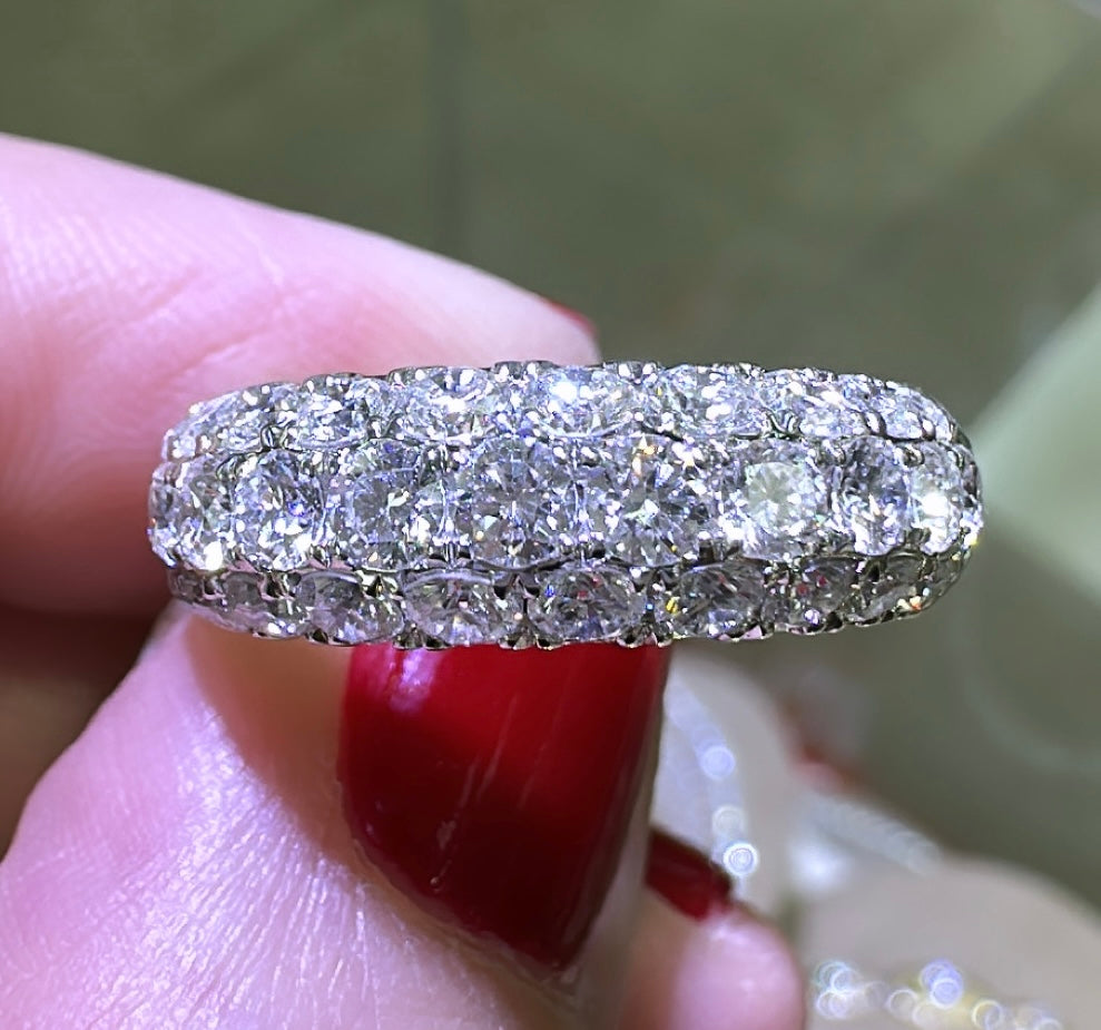 Three Row Pave Diamond Ring 1.85ct tw