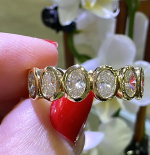 Designer Oval-cut Bezel Diamond Partway Eternity Band Ring 2.67ct tw
