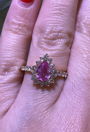 0.84ct tw Pear-shape Pink Sapphire & Diamond Ring