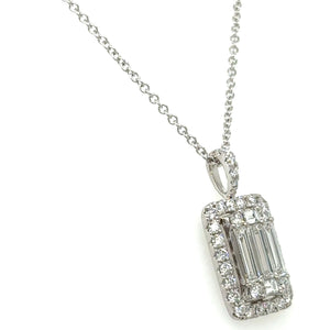 1.58ct tw Diamond Emerald Cut Invisible-set Pendant Necklace
