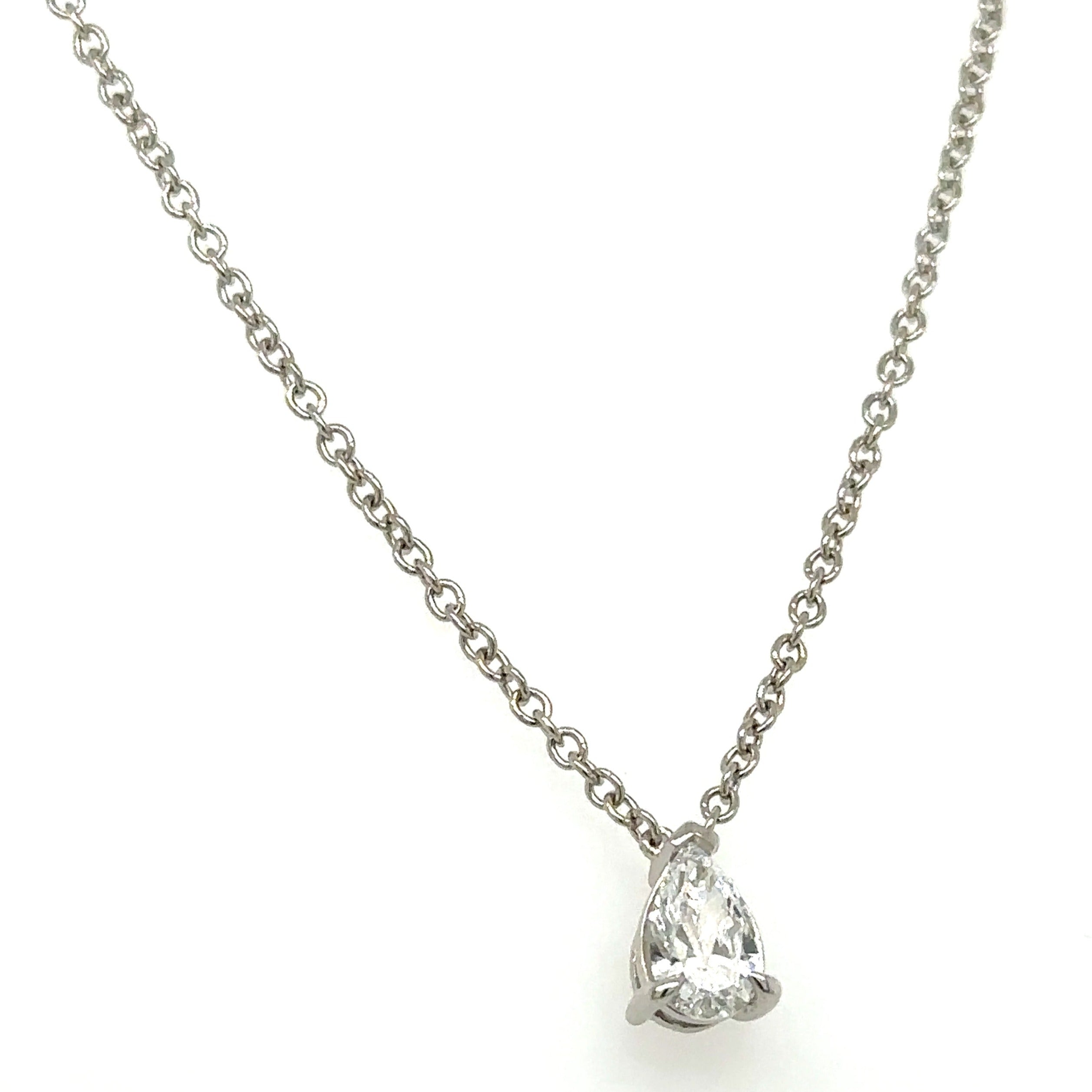 0.66carat Lab-grown Diamond Pear-shape Solitaire Pendant Necklace