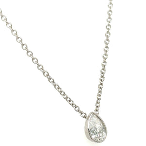 0.50carat Lab-grown Diamond Pear-shape Bezel-set Solitaire Pendant Necklace