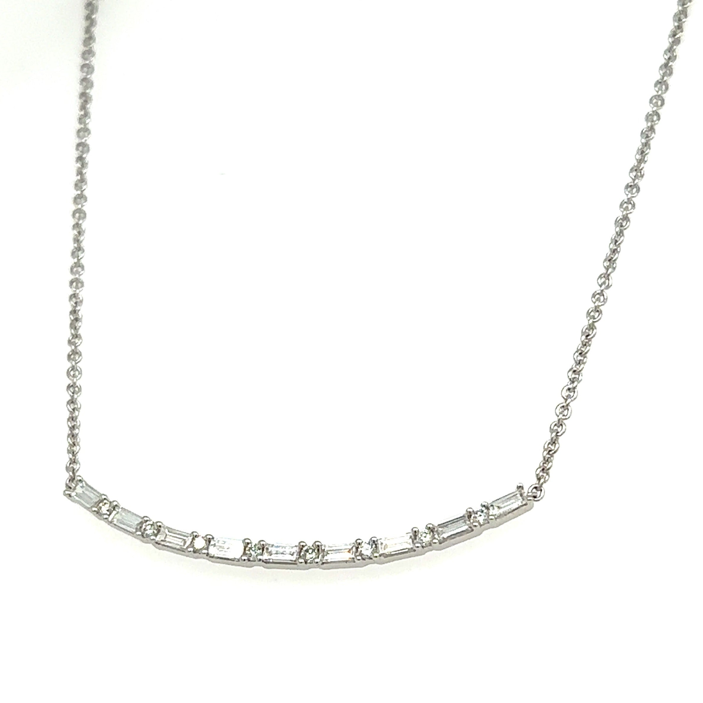 0.43ct tw Baguette and Round Cut Diamond Bar Necklace
