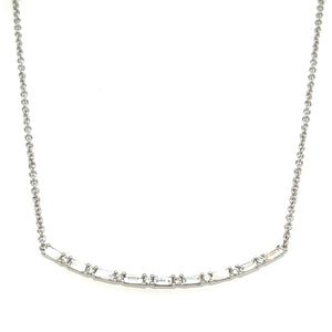 0.43ct tw Baguette and Round Cut Diamond Bar Necklace