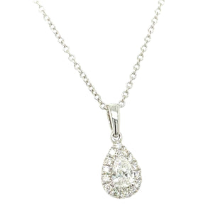 0.28ct tw Pear Shape Halo Diamond Pendant Necklace