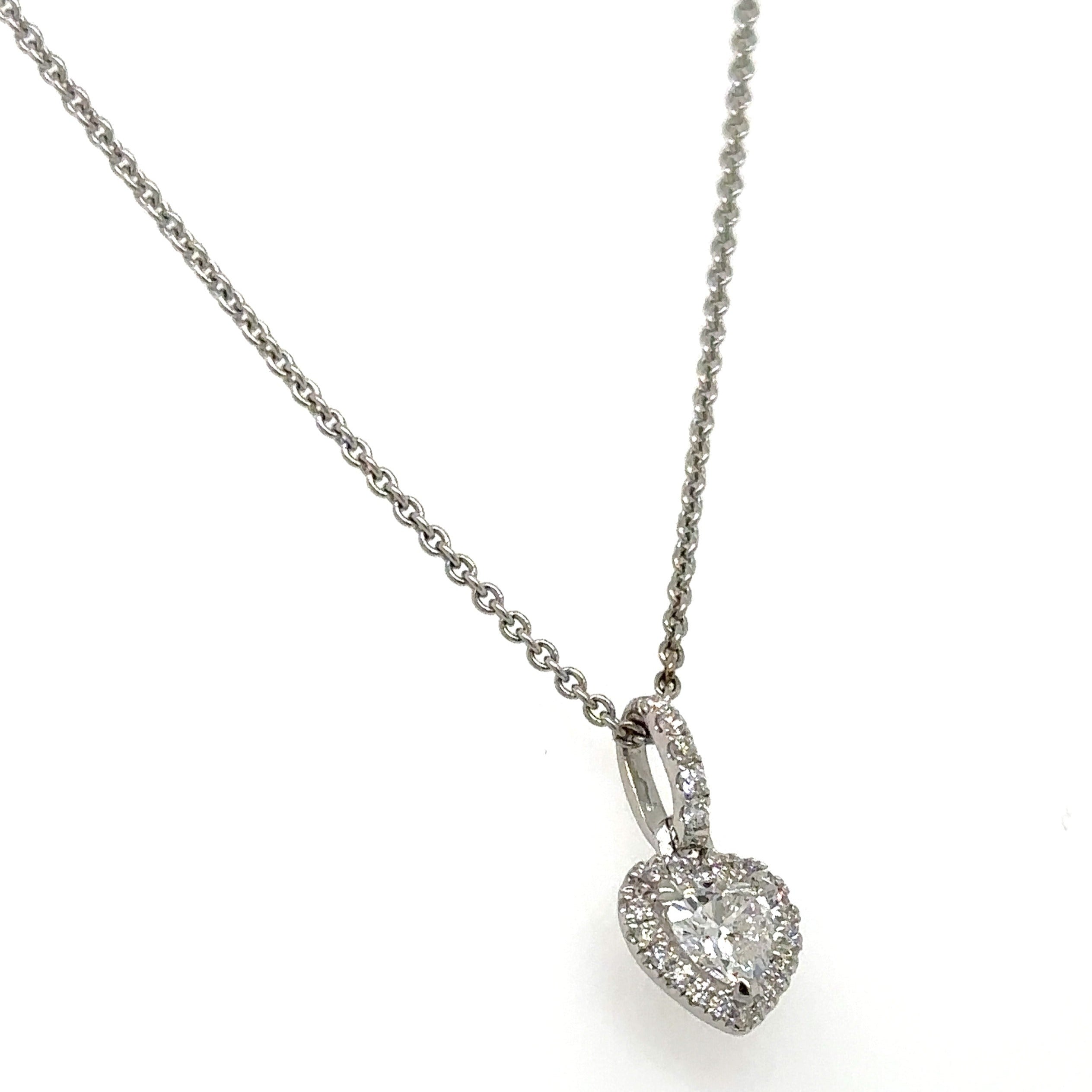 0.35CT T.W. Diamond Heart Halo Solitaire Necklace