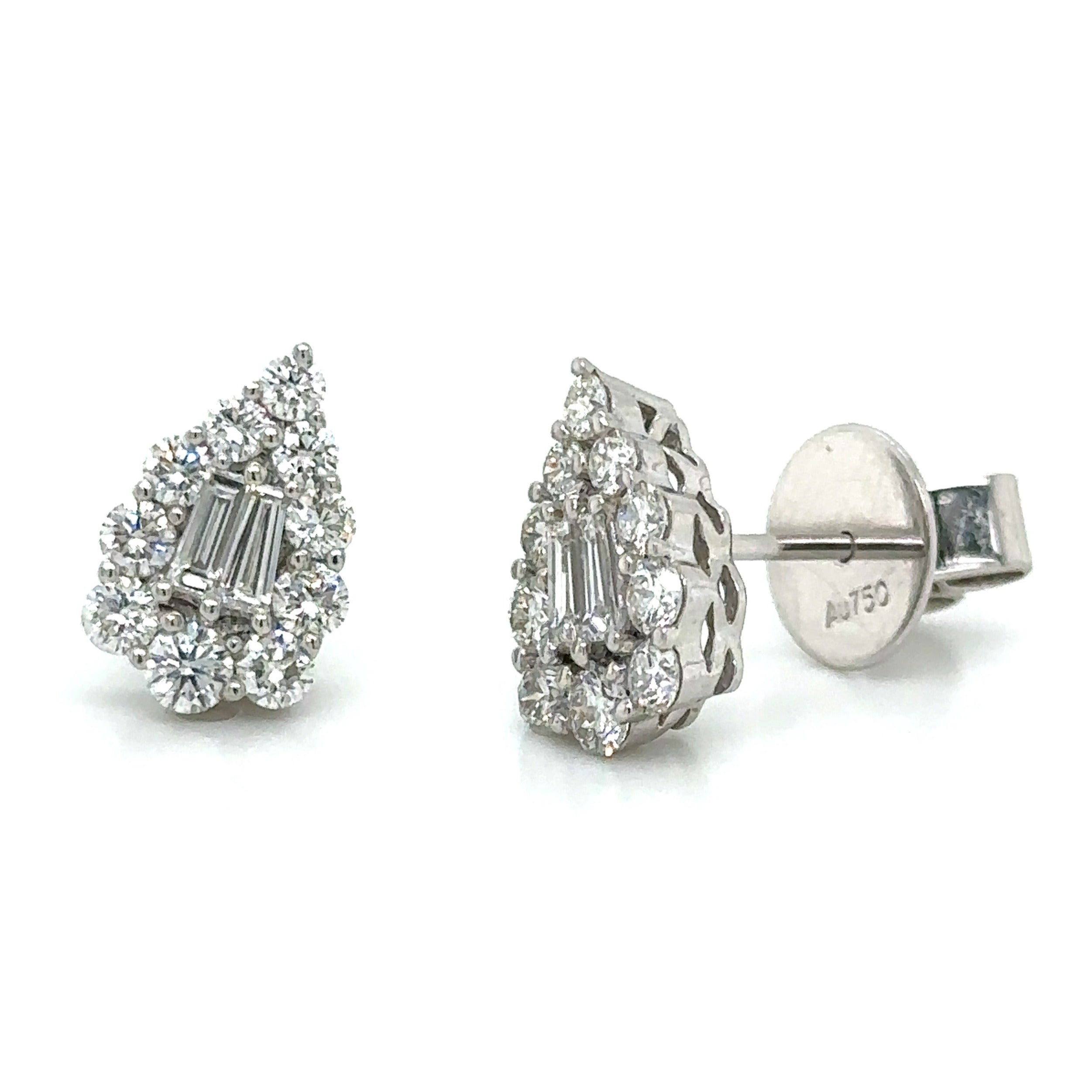 Diamond 1.34ct tw Fancy Pear Shape Center Stud Earrings with Halo