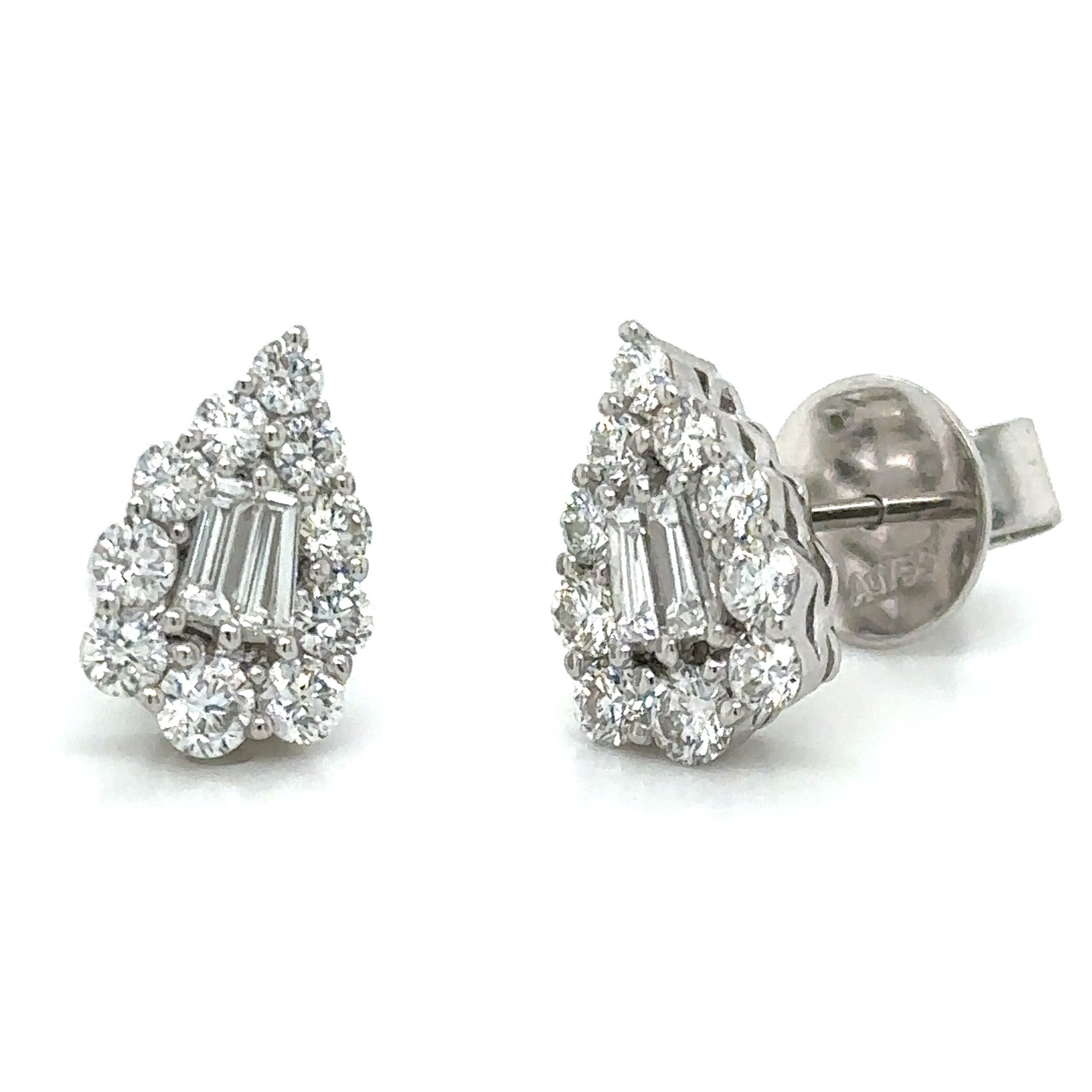 Diamond 1.34ct tw Fancy Pear Shape Center Stud Earrings with Halo