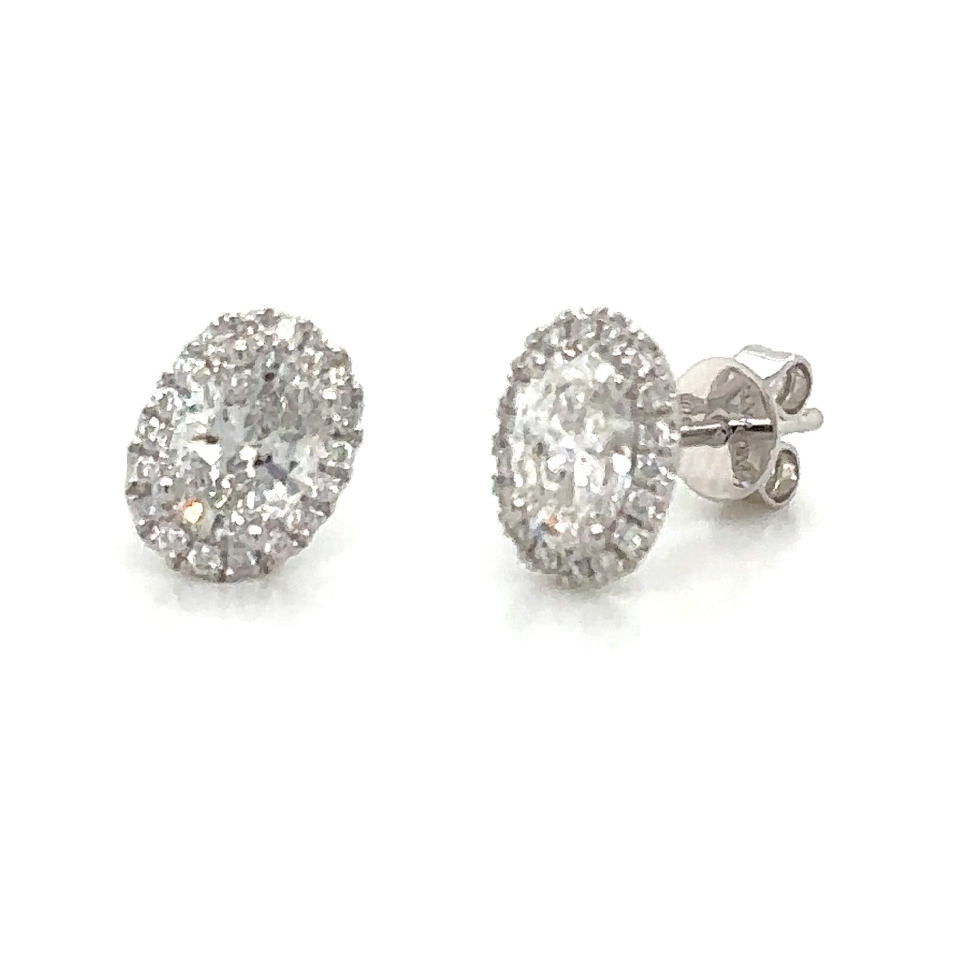 Diamond Lab-grown 1.07ct tw Oval Center Stud Earrings with Halo