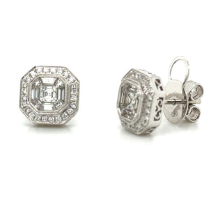 1.04ct tw Diamond Invisible Set Octagon Halo Earrings