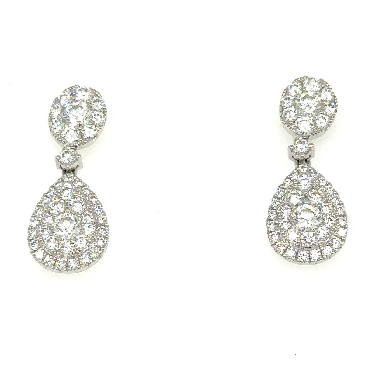 Pear Shape Diamond Invisible-set Drop Statement Earrings 1.94ct tw ...