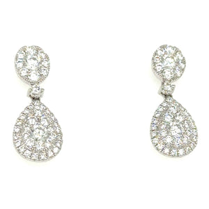 Pear Shape Diamond Invisible-set  Drop Statement Earrings 1.94ct tw