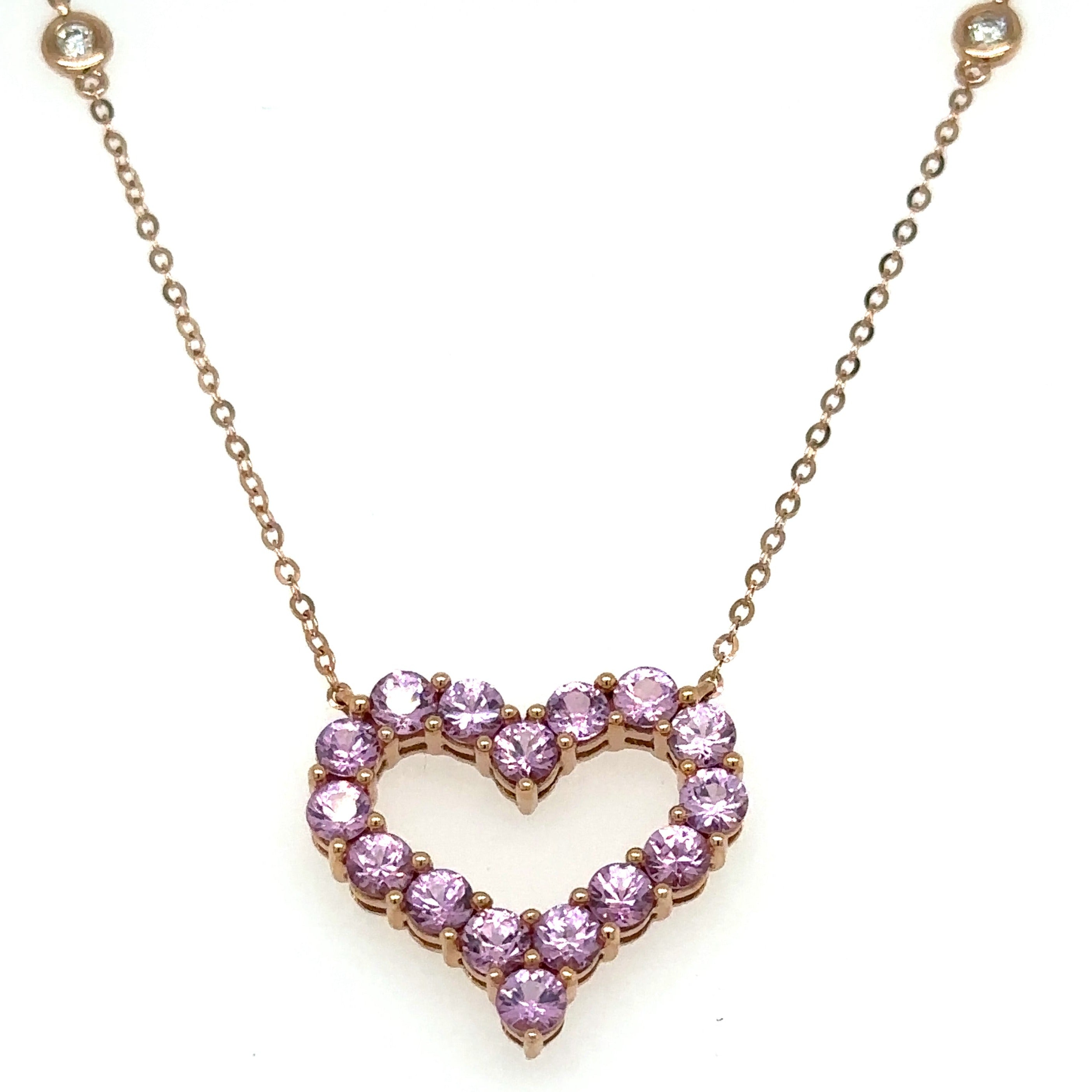 2.24carat Pink Sapphire Open Heart Shaped Necklace
