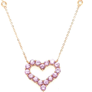 2.24carat Pink Sapphire Open Heart Shaped Necklace