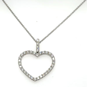 0.81carat Diamond Open Heart Shape Pendant with Chain