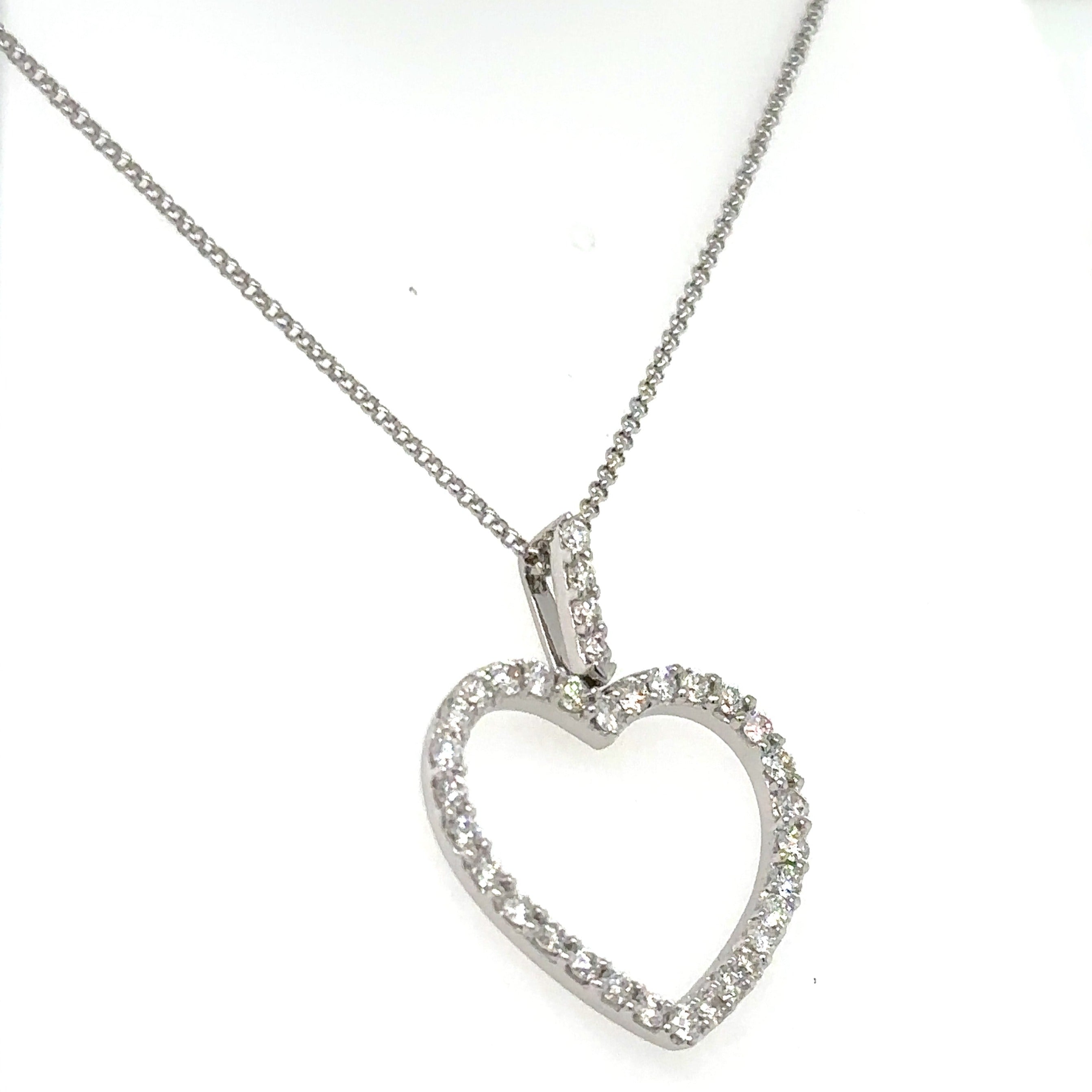 0.81carat Diamond Open Heart Shape Pendant with Chain