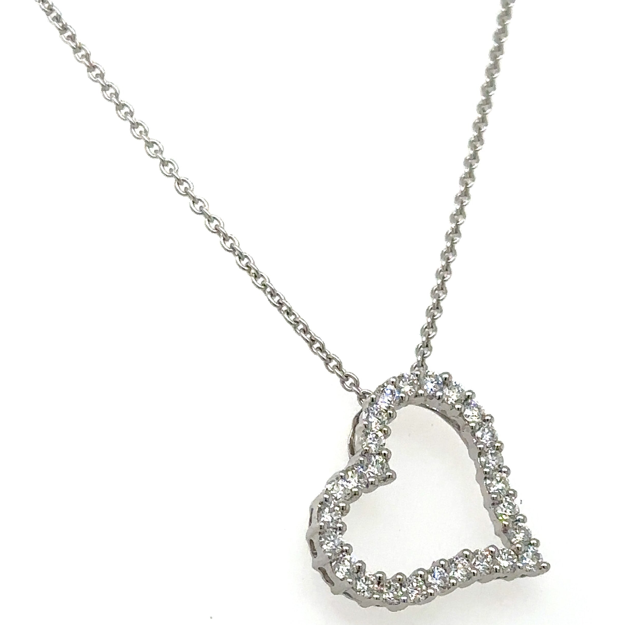 0.48ct tw Diamond Open Heart Pendant Necklace