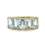 2.50ct tw Emerald-cut Aquamarine Gemstone Birthstone Half Eternity Ring
