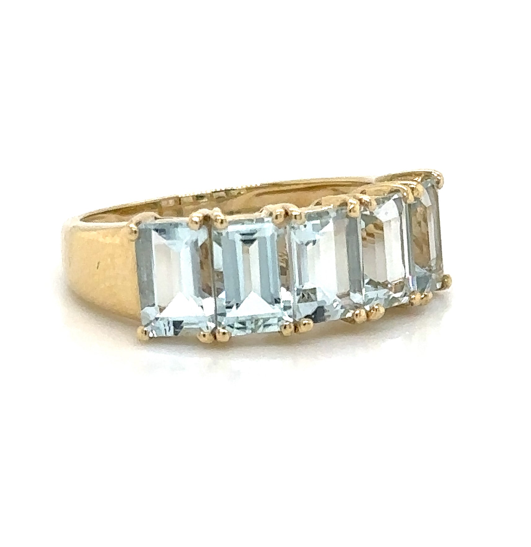 2.50ct tw Emerald-cut Aquamarine Gemstone Birthstone Half Eternity Ring