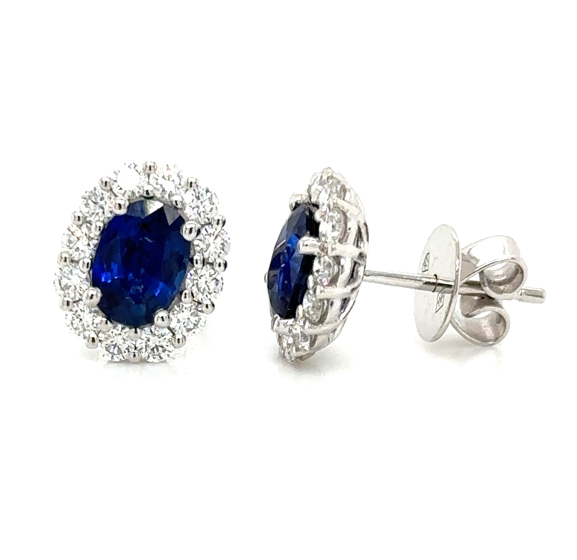 2.62carat Diamond and Blue Sapphire Stud Earrings