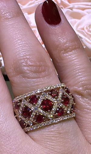 2.91carat Ruby and White Diamond Cocktail Ring