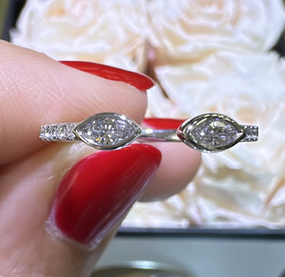 0.22ct tw Gold and Marquise-shape Diamond Open Wrap Ring