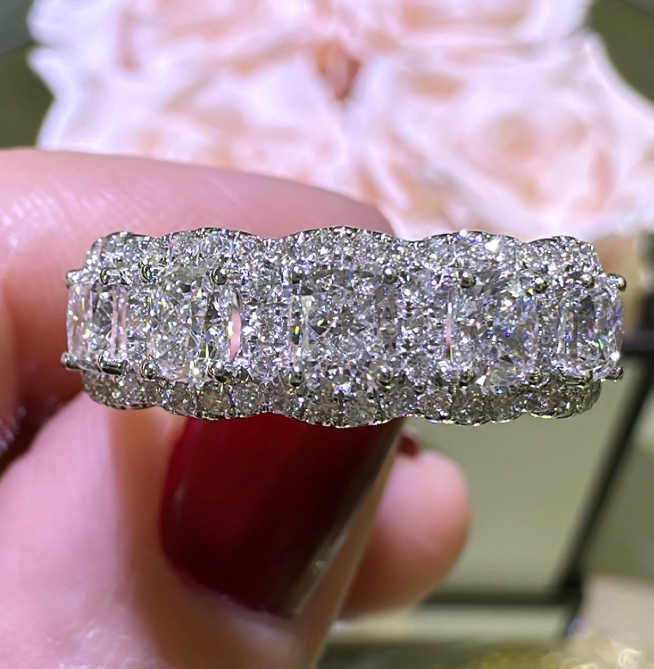 1.64ct tw Diamond Cushion Cut Five Stone Anniversary Ring