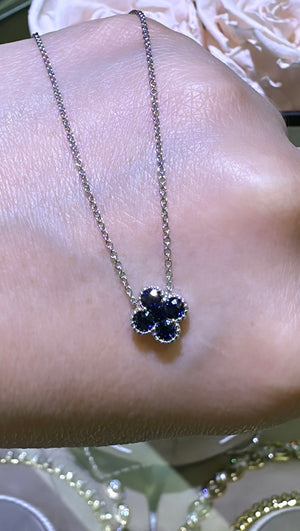 0.50ct tw Blue Sapphire Clover Shape Pendant Necklace