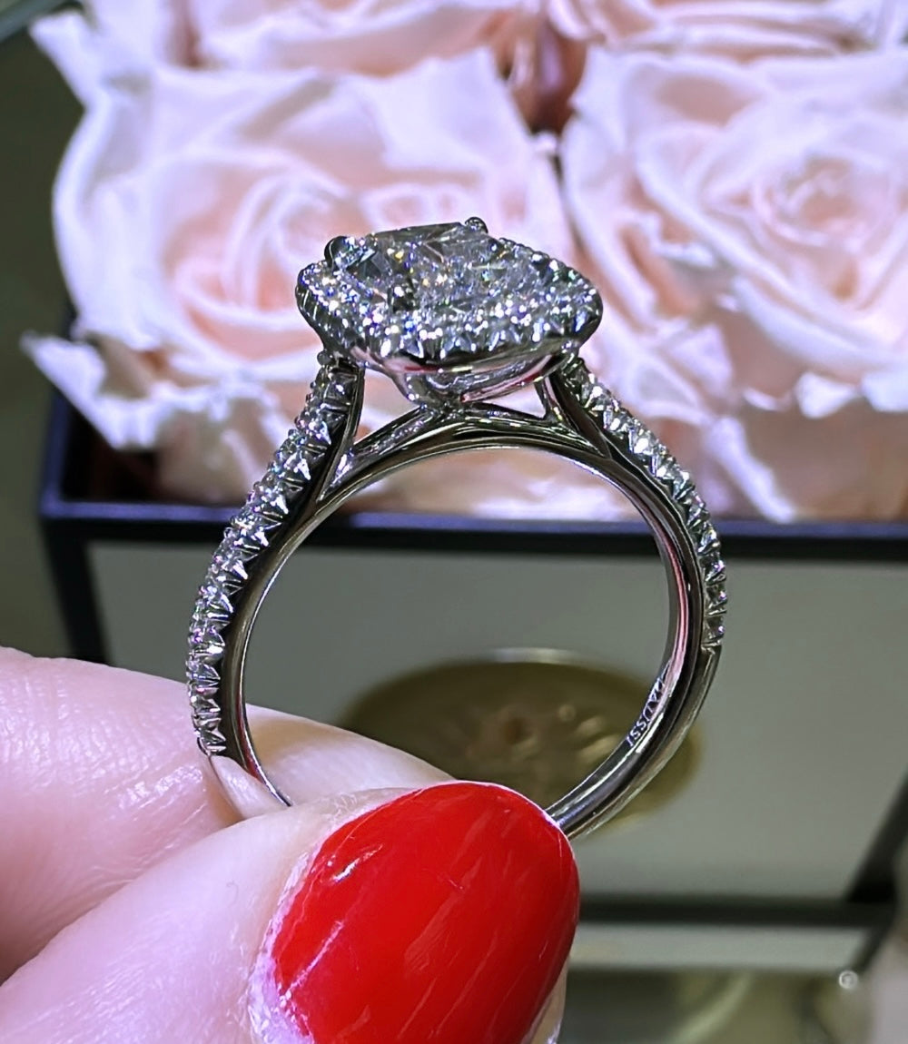 GIA Certified 1.53carat Henri Daussi Cushion-cut Engagement Anniversary Ring