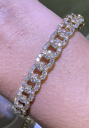 Diamond Link 3.06CT T.W. Gold Bangle Bracelet