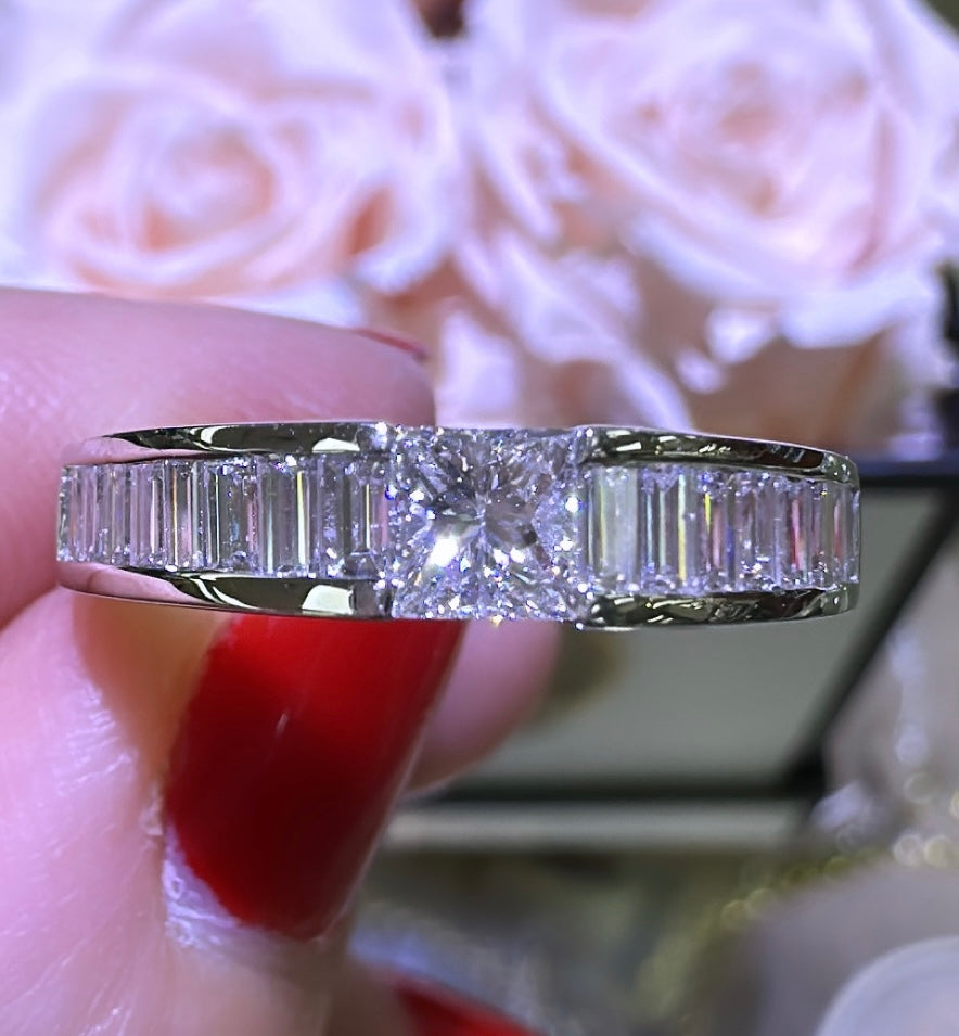1.12ct t.w. Diamond Channel Baguette and Princess-cut Band Ring