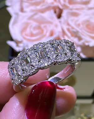 Henri Daussi Designer Most desired 1.12carat Diamond Five Stone Anniversary Band Ring