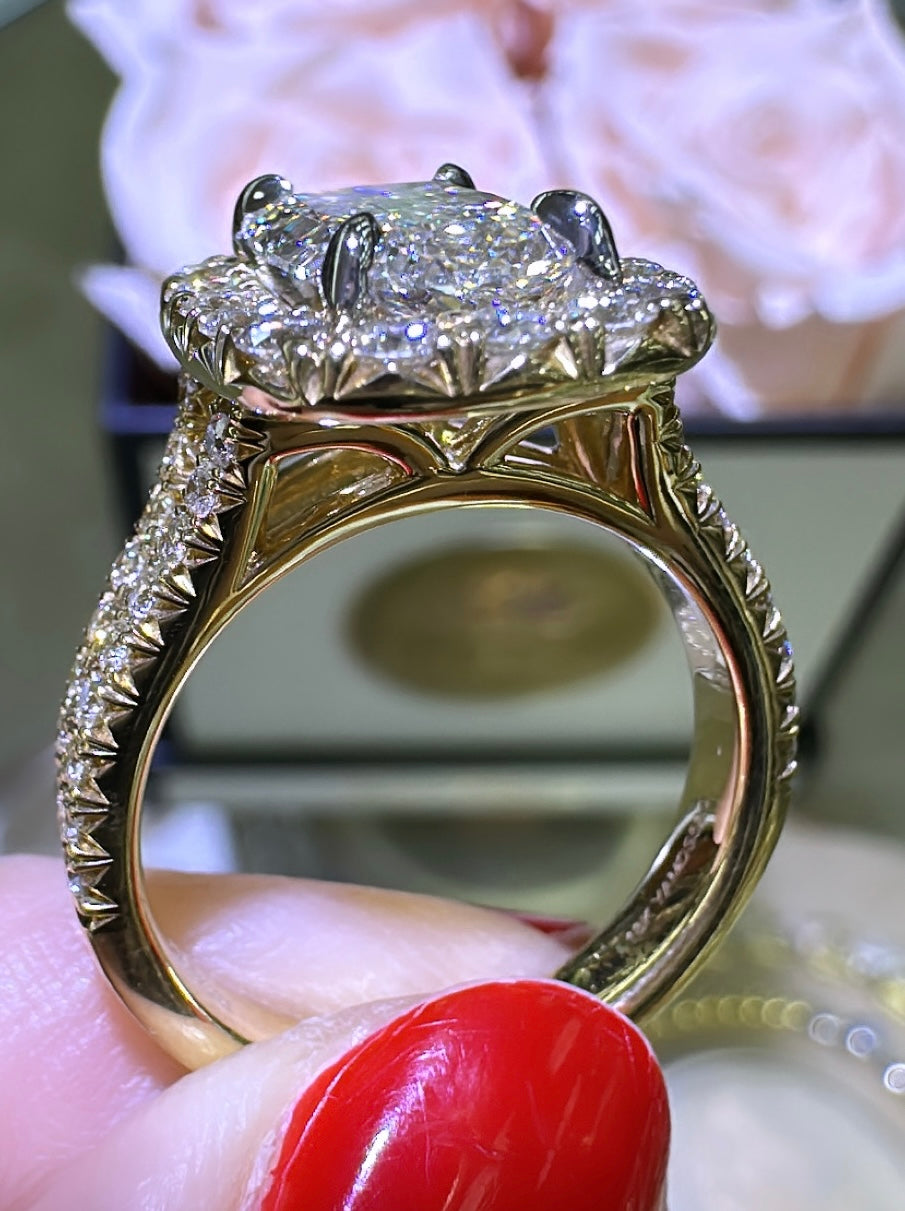 GIA Certified 3.16carat Henri Daussi Cushion-cut Engagement Anniversary Ring