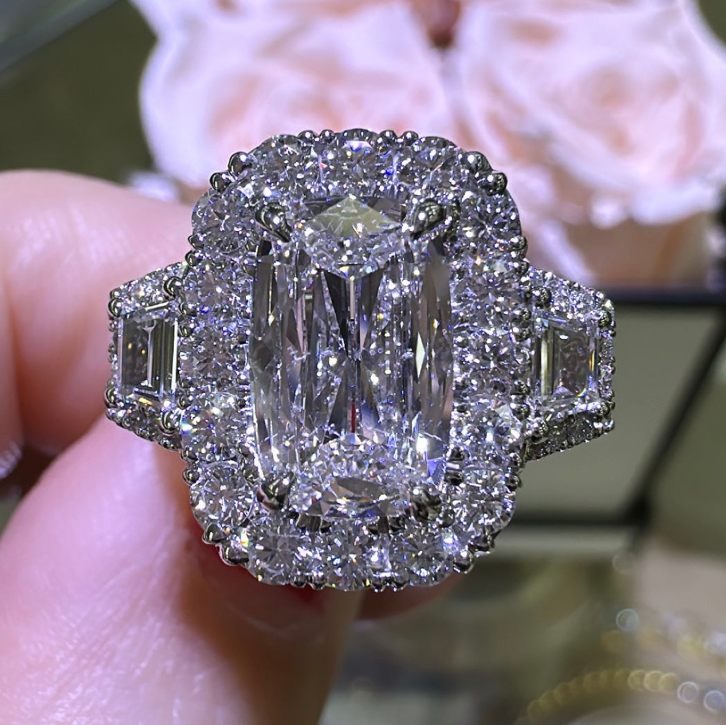 GIA 2.95ct t.w. Henri Daussi 3 Stone Cushion Cut Engagement & Anniversary Ring